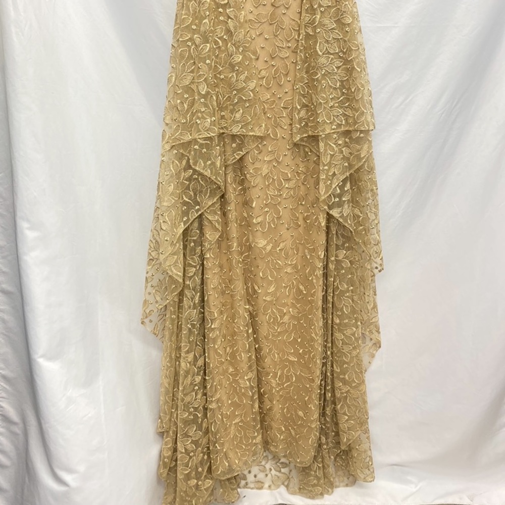 David Meister limited V-Neck sleeveless gold long gown - Picture 6 of 8